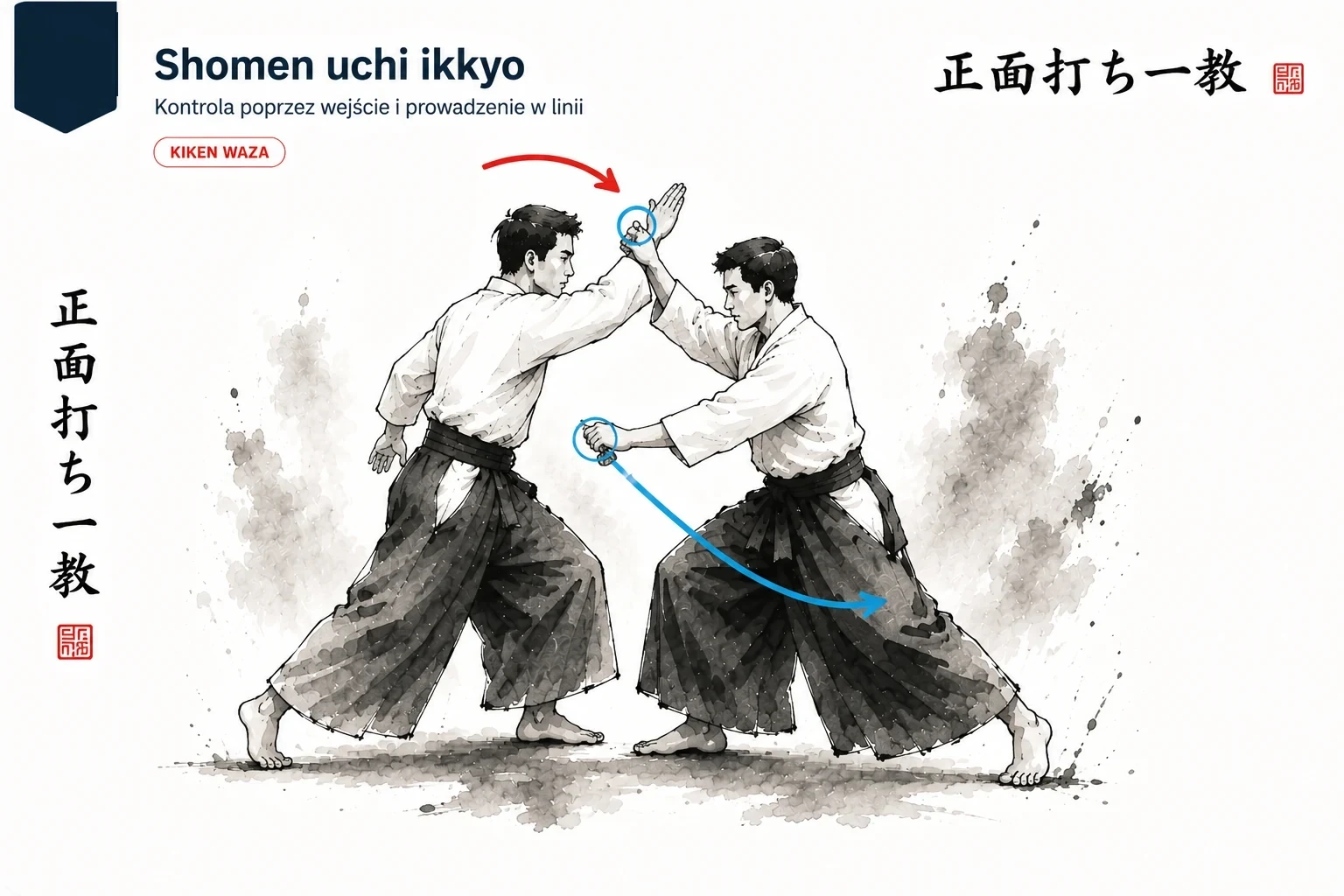 shomen uchi — uderzenie z góry na linię głowy